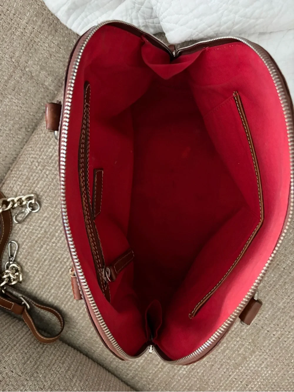 Polished Brown Leather Dome Satchel - Women